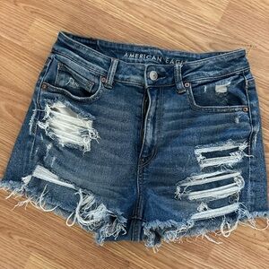 American Eagle Outfitters Ripped Dark Blue Jean Shorts